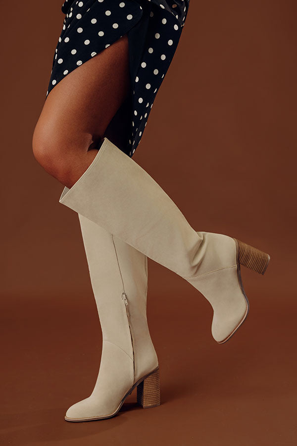 The Shiloh Faux Nubuck Knee High Boot In Birch Image - 1