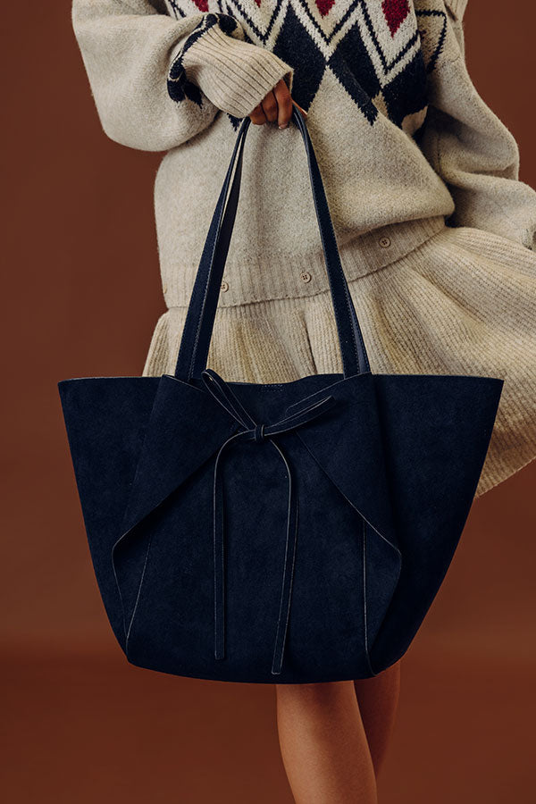 Soren Faux Suede Tote in Navy