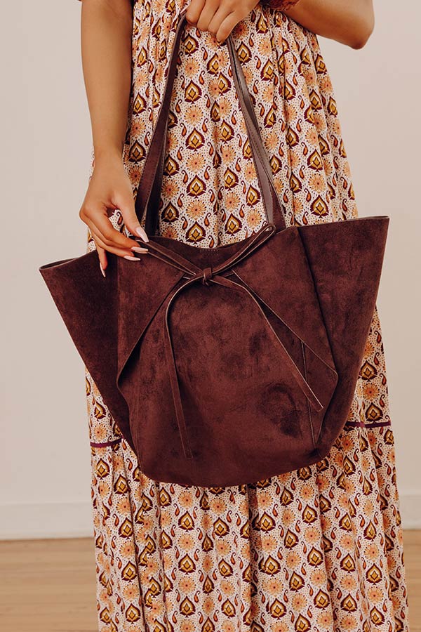 Soren Faux Suede Tote in Chestnut