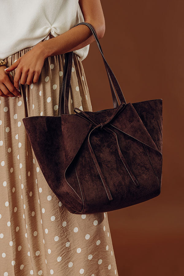 Soren Faux Suede Tote in Chestnut