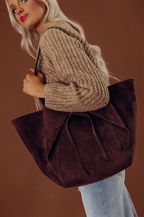 Soren Faux Suede Tote in Chestnut Image - 2