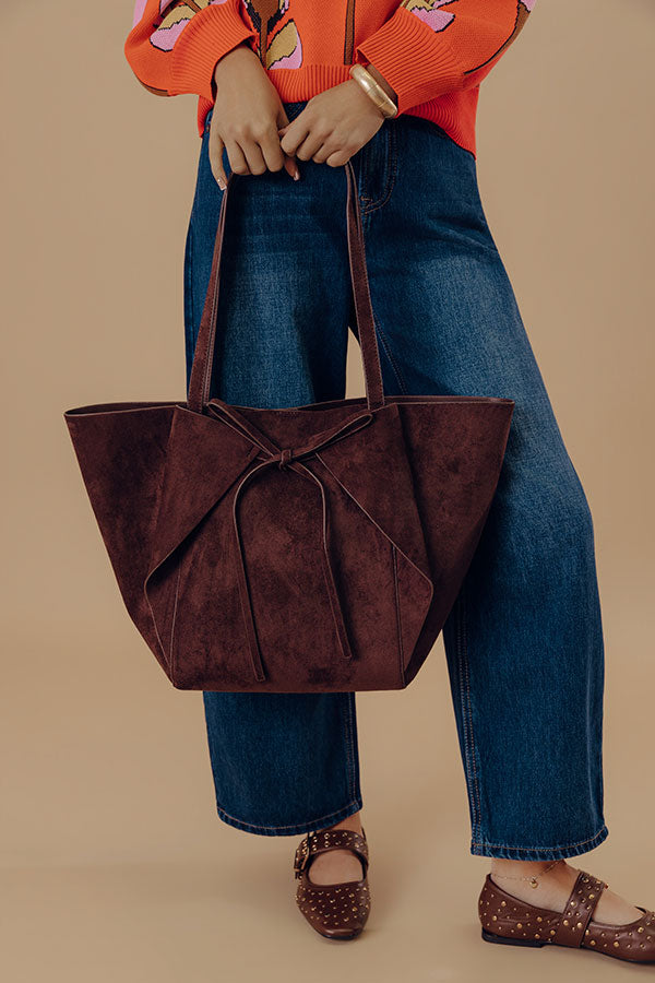 Soren Faux Suede Tote in Chestnut