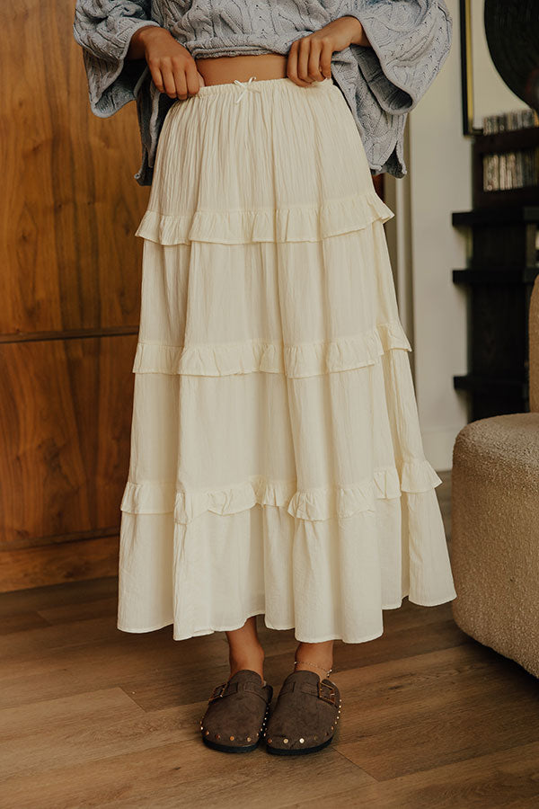 Frolic In France Tiered Midi Skirt