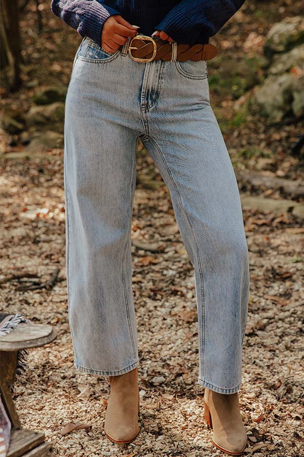 The Selma High Waist Tummy Control Barrel Leg Jean in Light Wash