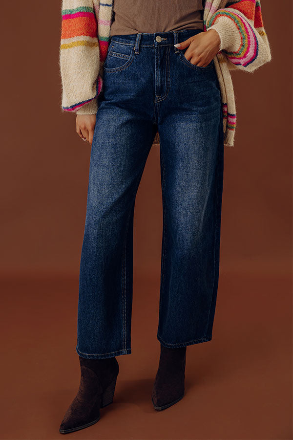The Selma High Waist Tummy Control Barrel Leg Jean in Dark Wash Image - 2