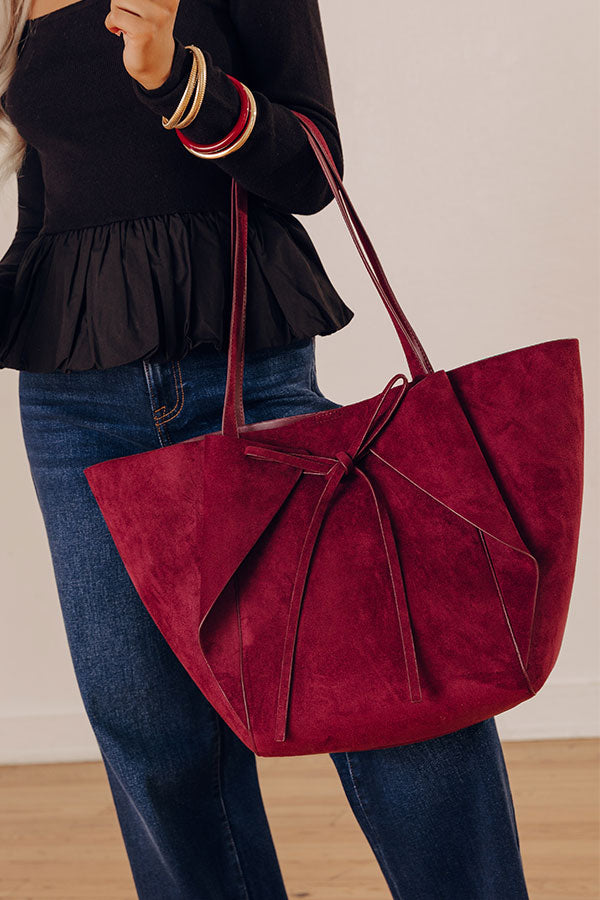 Soren Faux Suede Tote in Merlot
