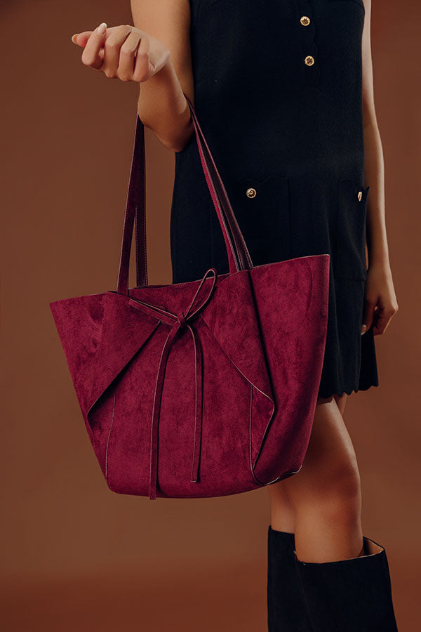 Soren Faux Suede Tote in Merlot Image - 2