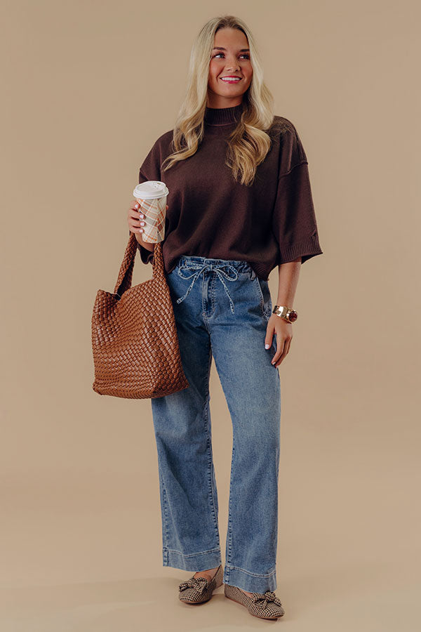 Bistro Views Knit Sweater Top in Chestnut