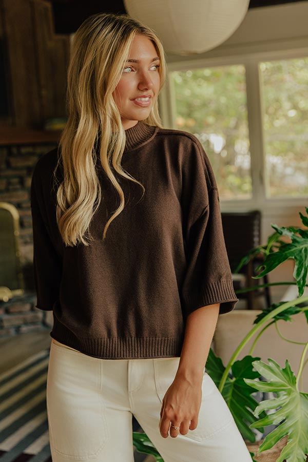 Bistro Views Knit Sweater Top in Chestnut Image - 1