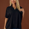 Chic Plans Satin Top in Black Image - 1
