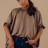 Chic Plans Satin Top in Mocha Image - 1