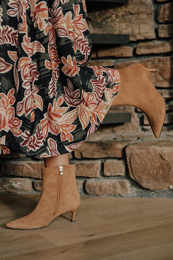 Gold Digger Faux Suede Ankle Boot in Camel Image - 1