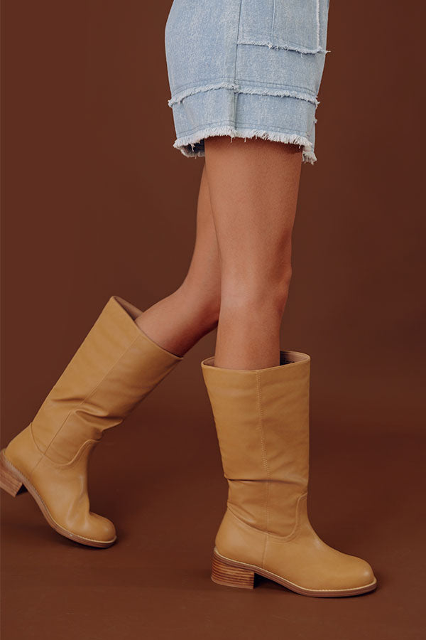 Darcy Faux Leather Tall Boot in Camel Image - 2