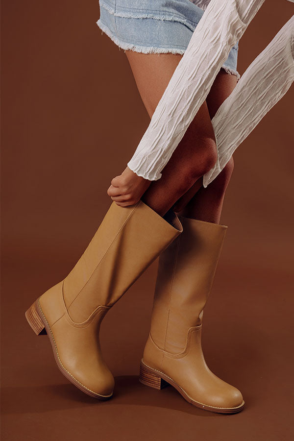 Darcy Faux Leather Tall Boot in Camel Image - 1