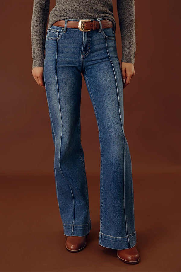 Hidden Jeans Happi Midrise Pintuck Flare Image - 2