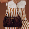 Royalty Faux Suede Shoulder Bag in Espresso Image - 1