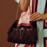 Royalty Faux Suede Shoulder Bag in Espresso Image - 1