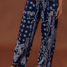 The Callie High Waist Paisley Barrel Leg Pants in Navy Image - 1