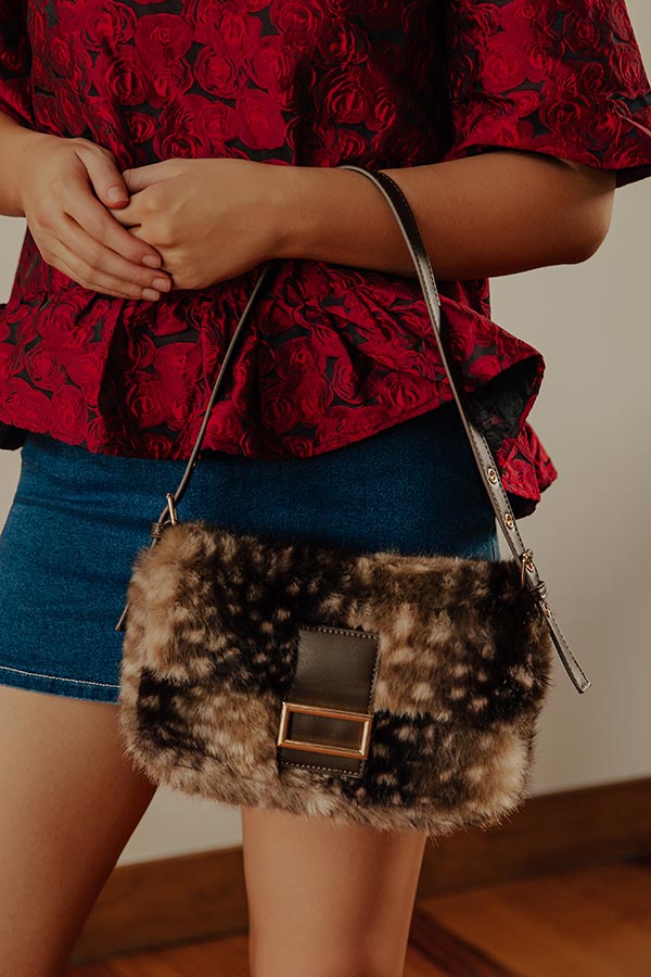 Beverly Faux Fur Crossbody in Fawn Brown Image - 1