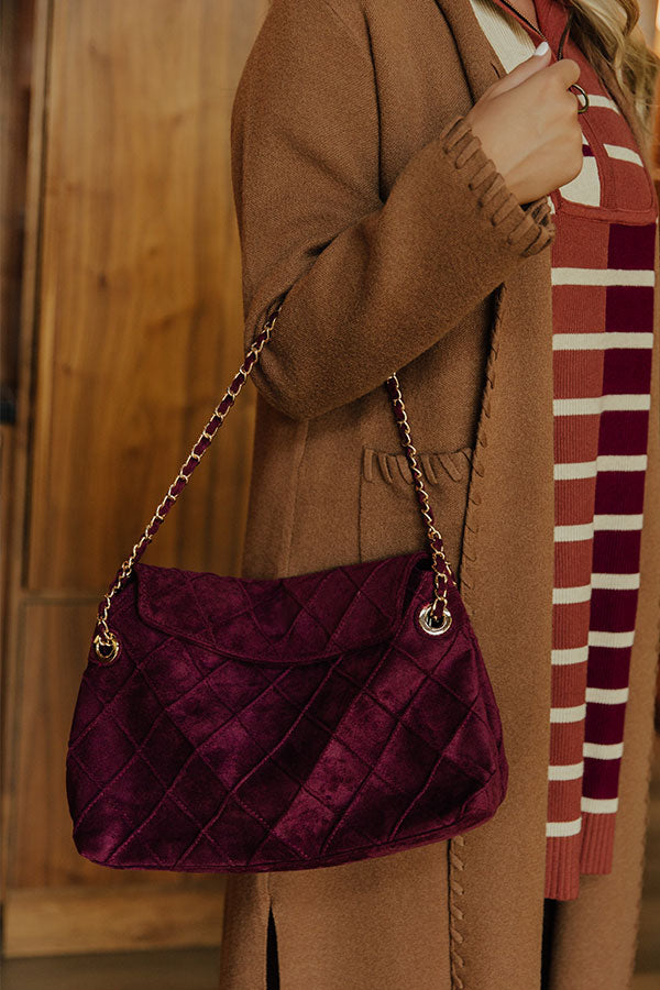 Crew Faux Suede Hobo Bag in Windsor Wine