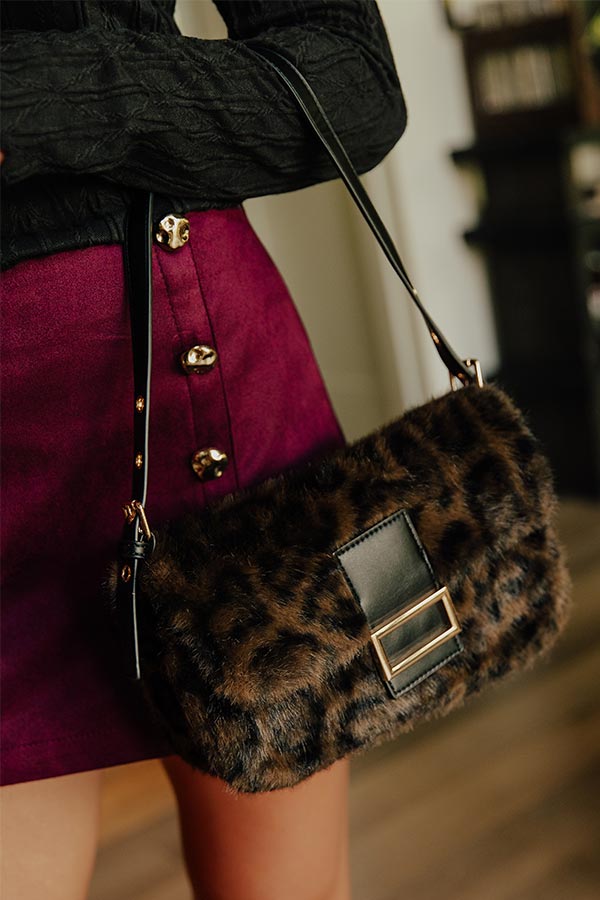 Beverly Faux Fur Crossbody in Leopard