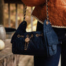 Royalty Faux Suede Shoulder Bag in Navy Image - 1