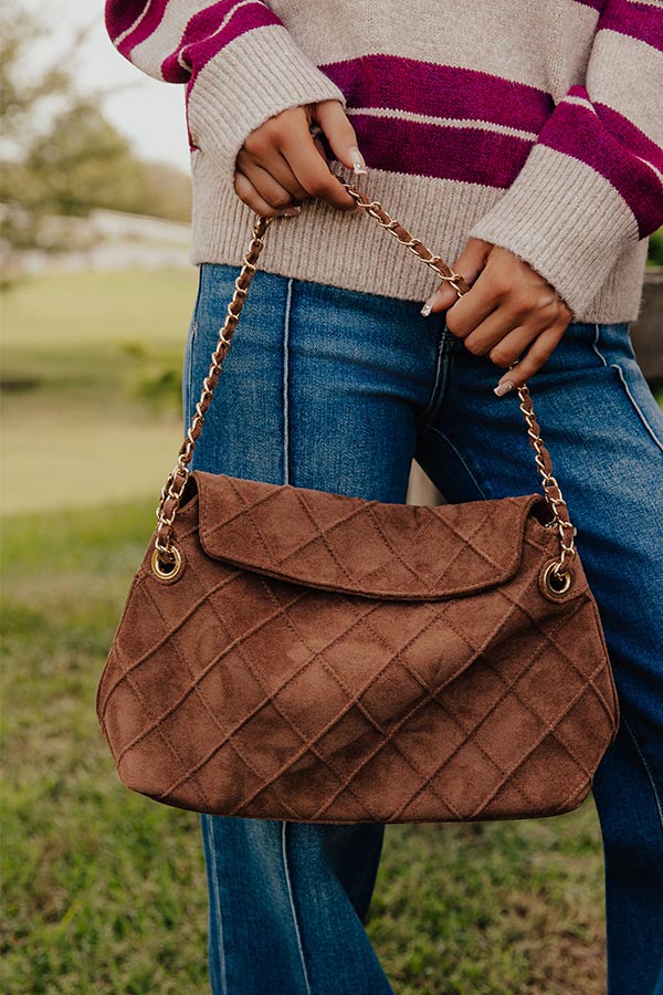 Crew Faux Suede Hobo Bag in Chocolate Image - 1