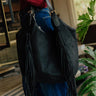 Nyxie Faux Suede Fringe Tote in Black Image - 1