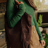 Nyxie Faux Suede Fringe Tote in Chocolate Image - 1