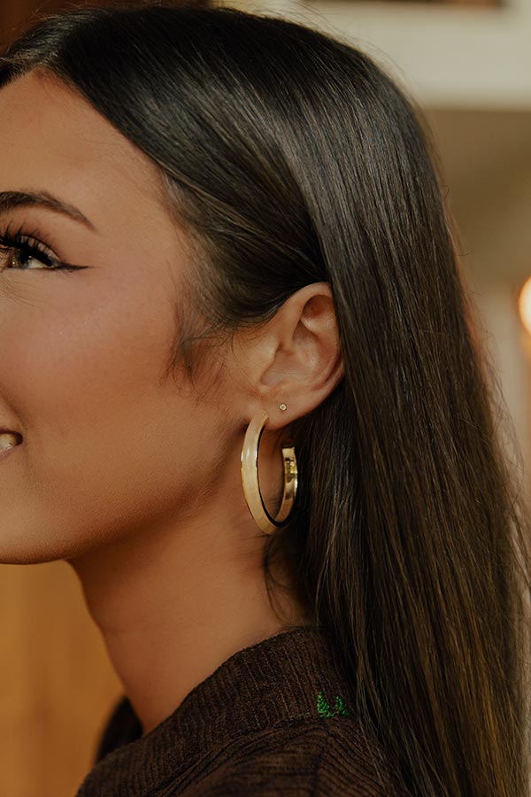 Take A Walk Hoop Earrings In Champagne