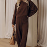 Sunday Reset Midrise Scuba Barrel Leg Pants in Chocolate Image - 1