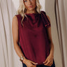 Chic Night Out Side Tie Top in Merlot Image - 1