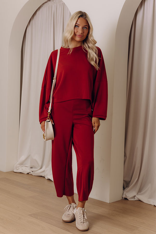 Sunday Reset Scuba Crop Top in Red Image - 2