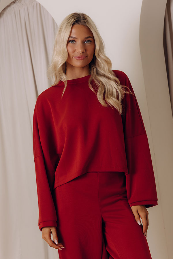 Sunday Reset Scuba Crop Top in Red Image - 1