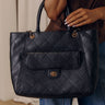 Hank Faux Leather Quilted Tote in Black Image - 1