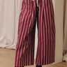 The Cora Midrise Wide Leg Stripe Pants in Wine Image - 1