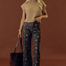The Gracie High Waist Polka Dot Wide Leg Jeans in Vintage Black Image - 1
