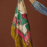 Boho Vibes Floral Satin Fringe Scarf in Jade Image - 1