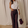 The Colbie High Waist Faux Leather Wide Leg Pants in Windsor Wine Image - 1