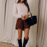 The Madeline High Waist Velvet Shorts in Chocolate Image - 1