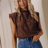 Date Night Out Faux Suede Top in Chocolate Image - 1
