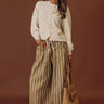 The Cora Midrise Wide Leg Stripe Pants in Mocha Image - 1