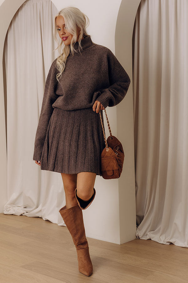 Central Park Stroll High Waist Knit Mini Skirt in Chestnut Image - 2