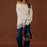 Cuddle Season Knit Lace Trim Sweater Top in Cream Image - 1