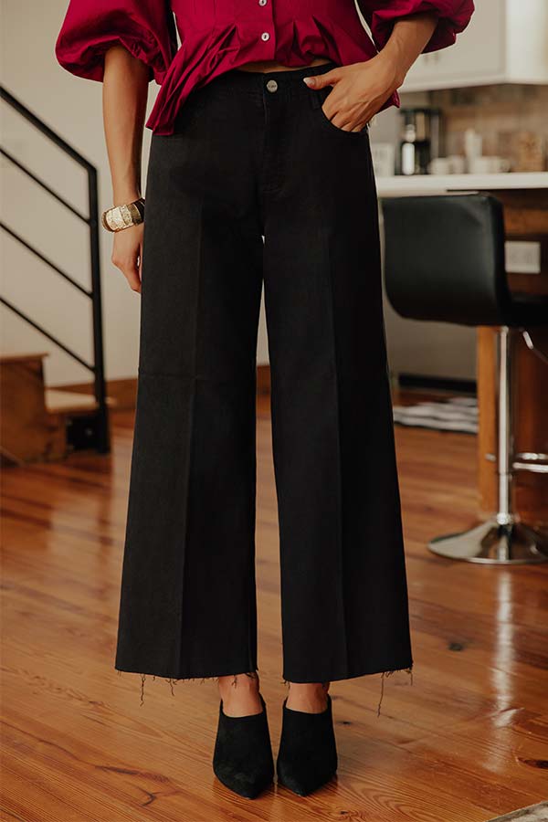 RISEN Maisie High Waist Tummy Control Wide Leg Ankle Jean Image - 2