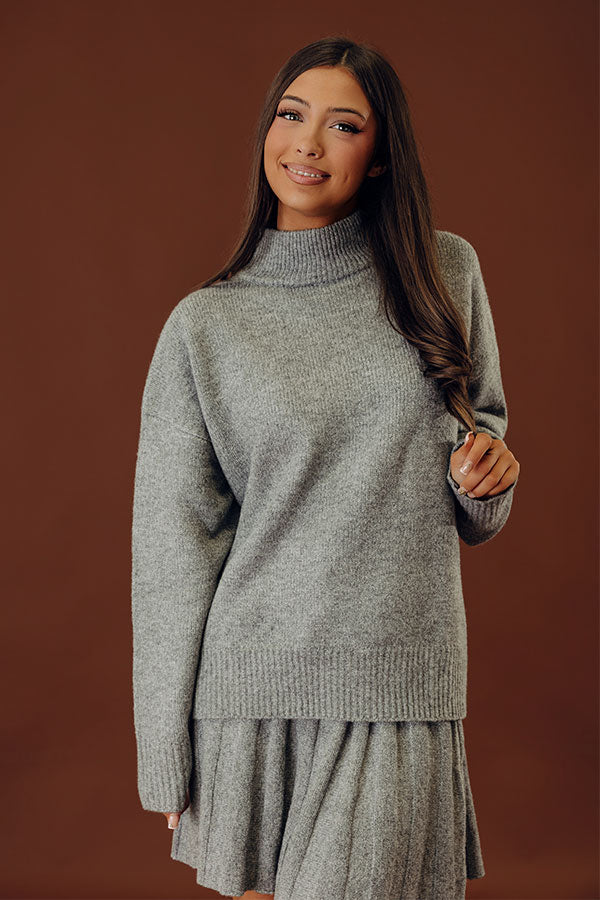 Central Park Stroll Knit Sweater in Grey