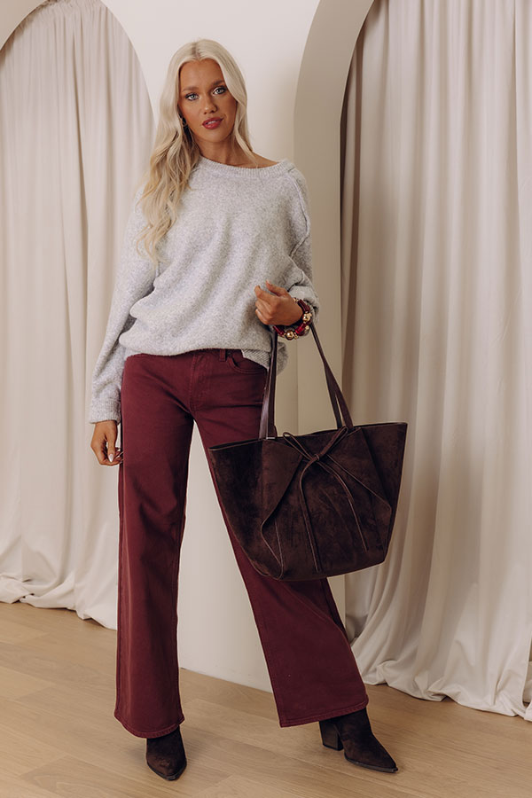 JUST USA Cecilia High Waist Straight Leg Jean in Maroon