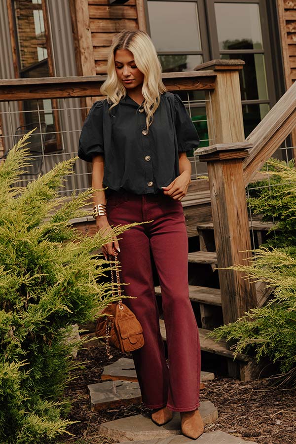 JUST USA Cecilia High Waist Straight Leg Jean in Maroon Image - 1