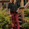 JUST USA Cecilia High Waist Straight Leg Jean in Maroon Image - 1