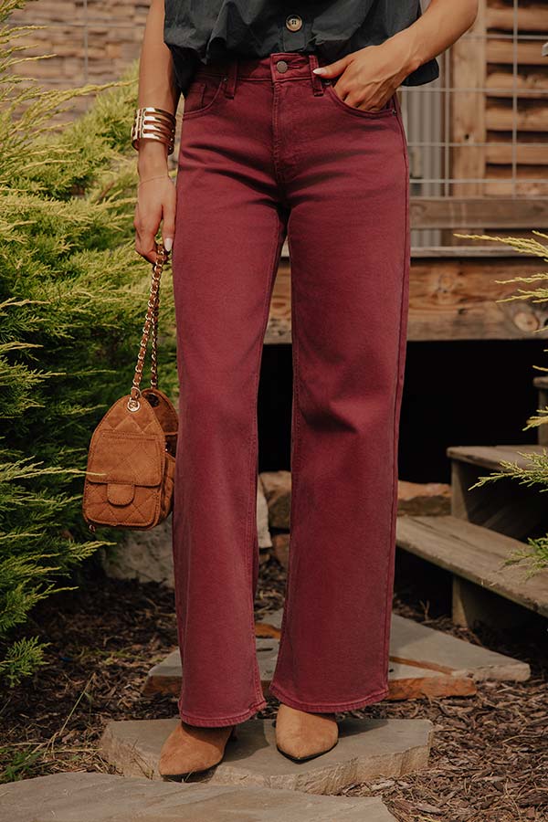 JUST USA Cecilia High Waist Straight Leg Jean in Maroon Image - 2
